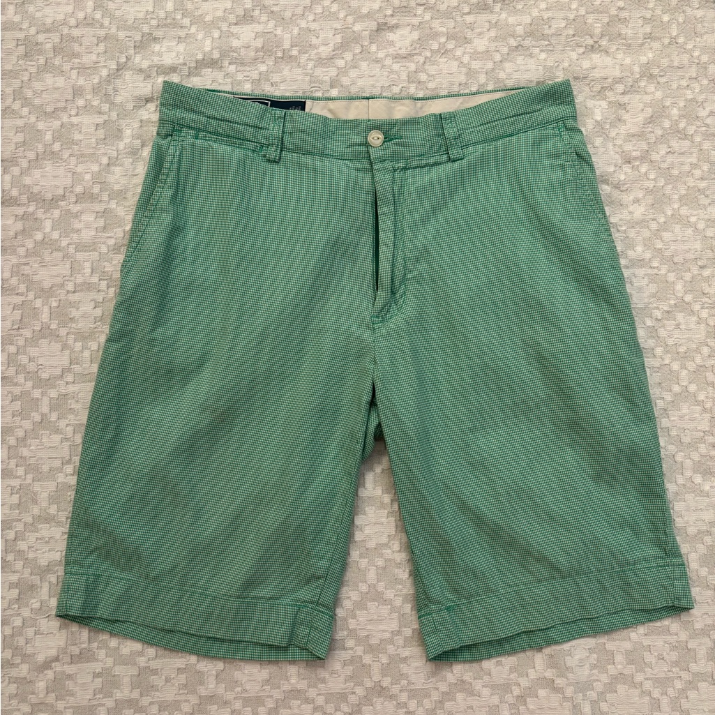 Polo By Ralph Lauren Green Houndstooth Flat Front Shorts